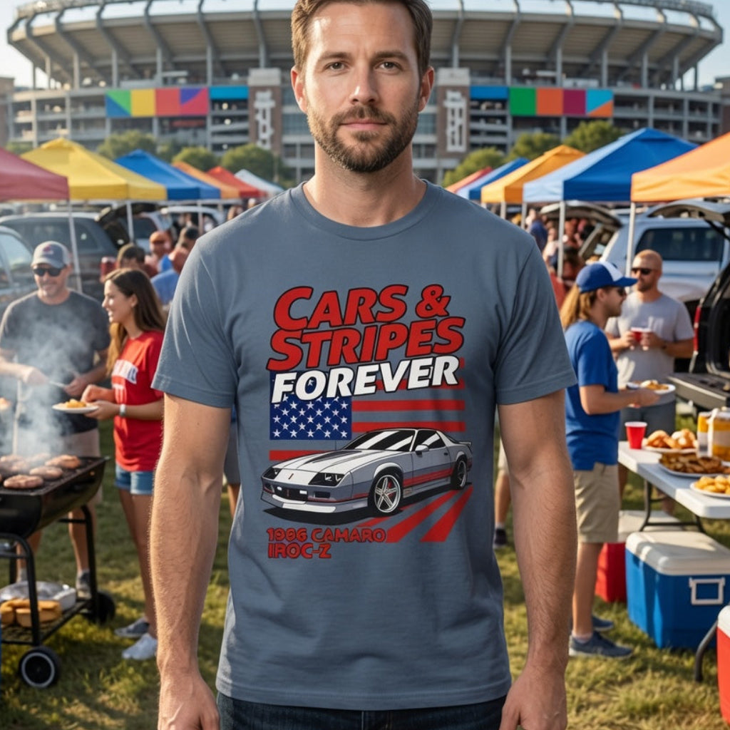Cars & Stripes Forever 1986 Camero IROC-Z Tee