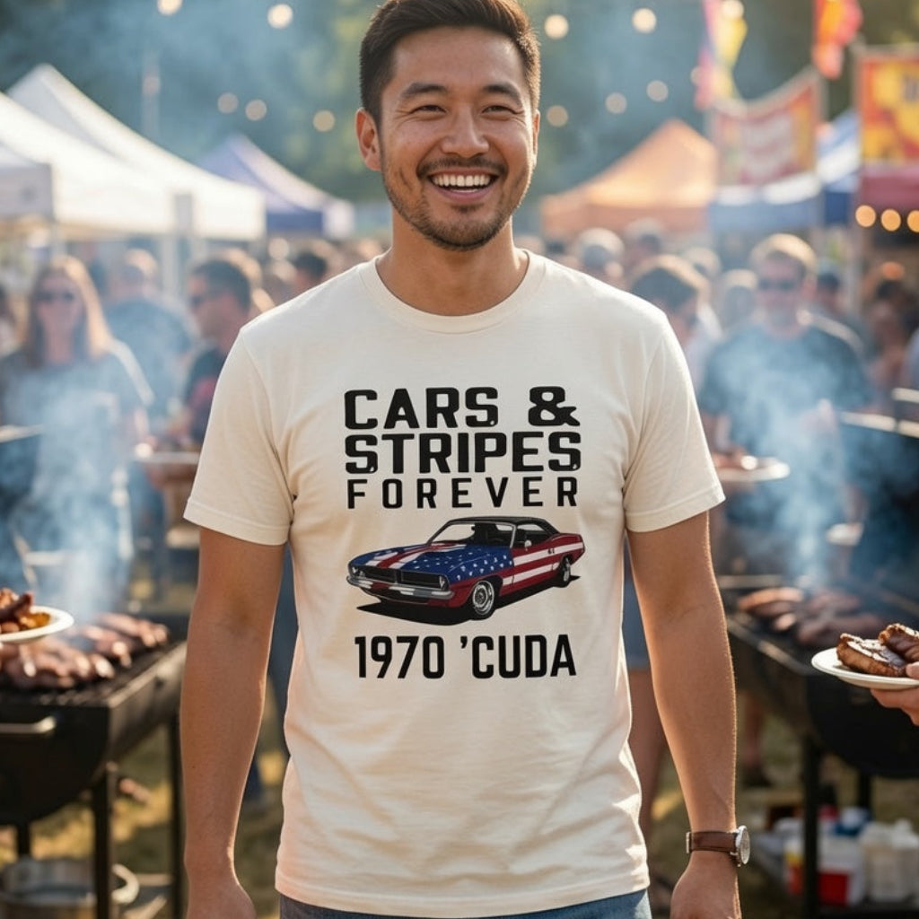 Cars & Stripes Forever 1970 Barracuda Tee