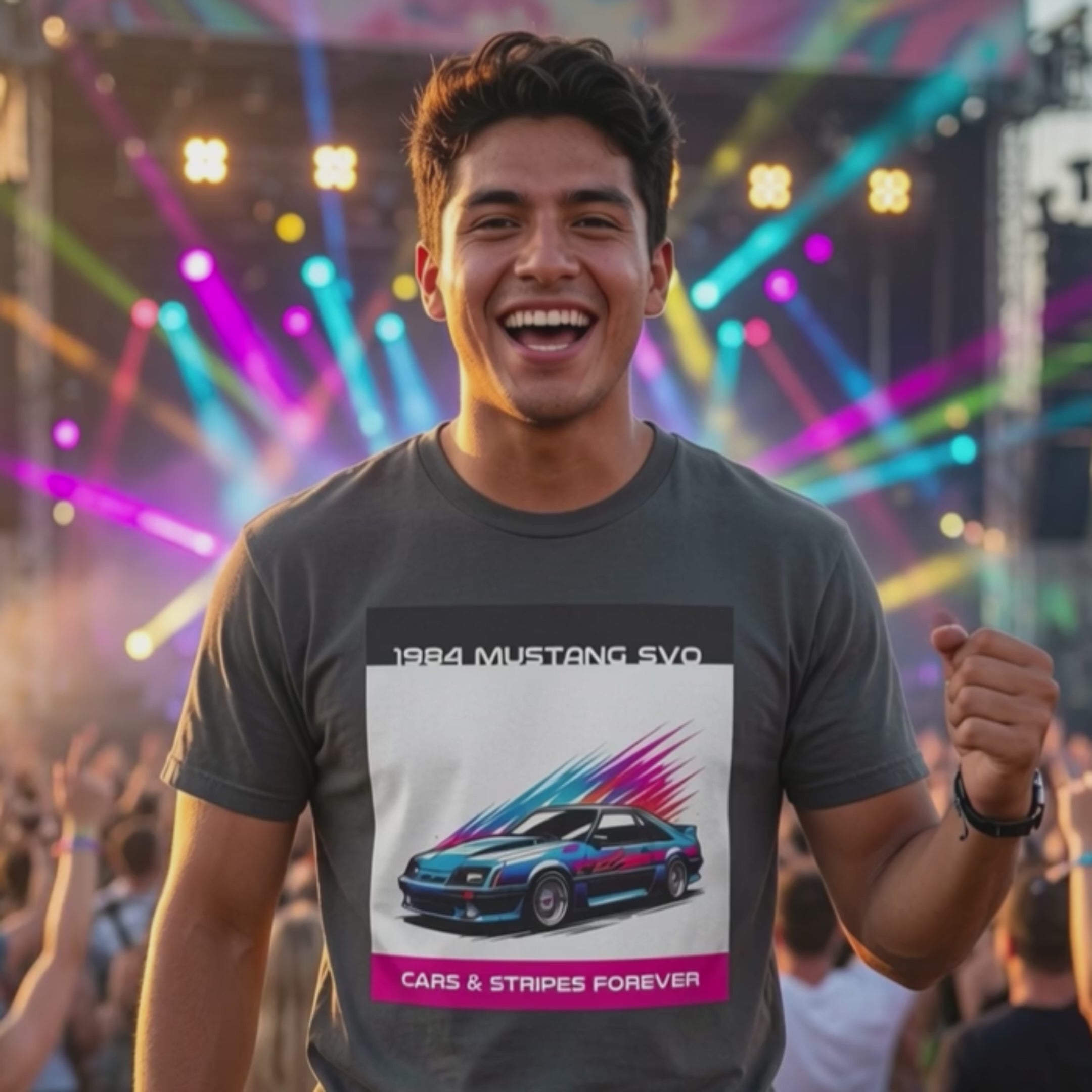 Cars & Stripes Forever 1984 Mustang SVO Tee