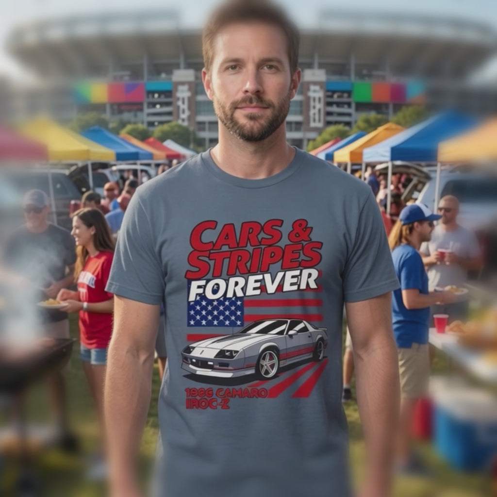 Cars & Stripes Forever 1986 Camero IROC-Z Tee