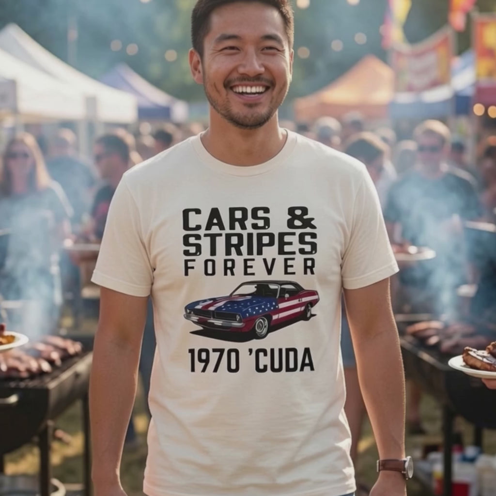 Cars & Stripes Forever 1970 Barracuda Tee